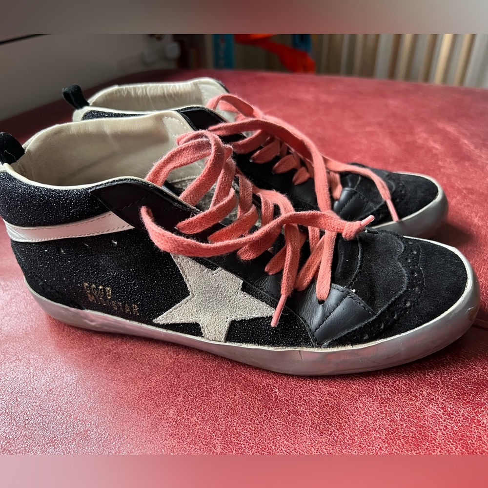 Golden Goose black and pink trainers